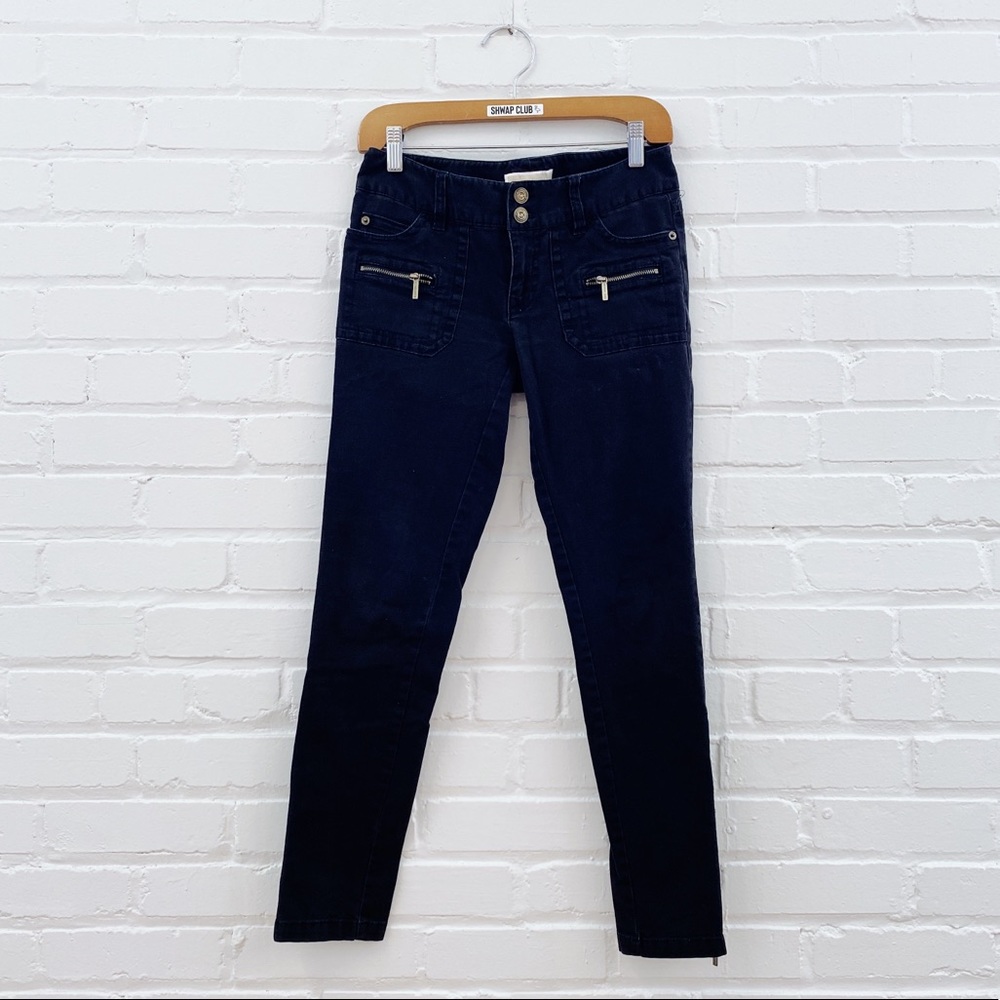 MICHAEL KORS black denim gold zip patch pockets